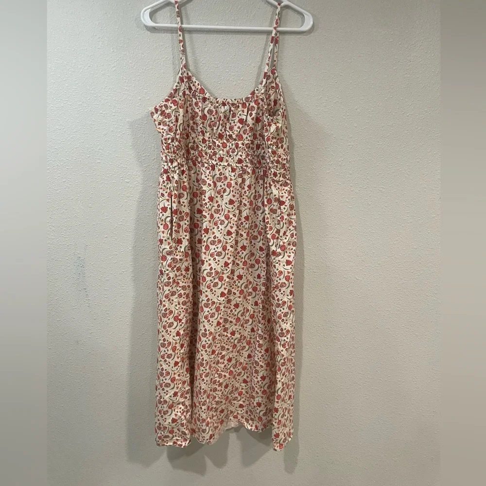 Old Navy Cream with Red Floral Midi Sundress with Pockets – Size Large - Picture 5 of 8